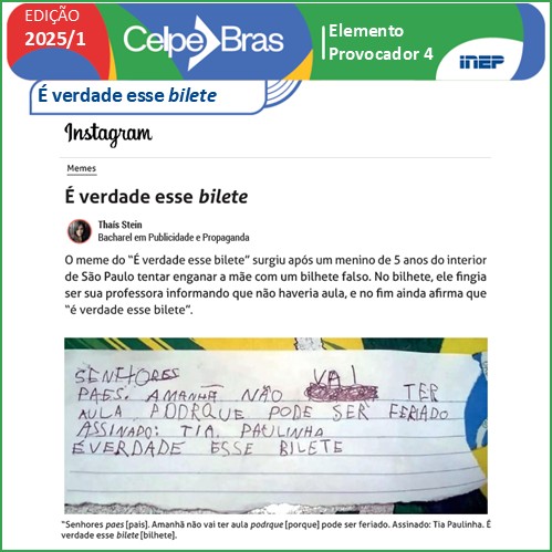 É verdade esse "bilete" -Prova oral 2025/1