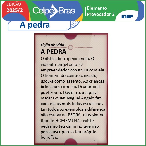 A Pedra - Prova oral Celpe-Bras 2025/2
